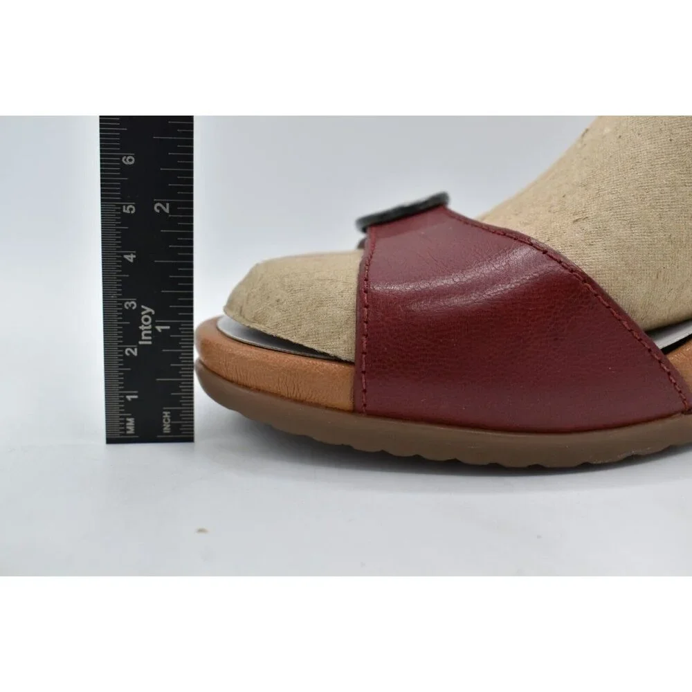 Dansko Womens EU 40 US 9.5-10 Arielle Red‎ Glazed Leather Wedge Open Toe Sandals